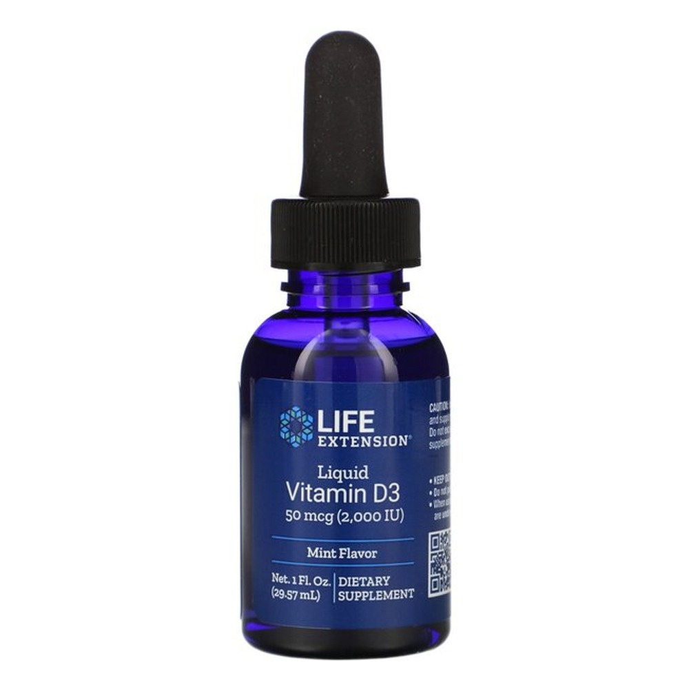 Life Extension Liquid Vitamin D3 2000 IU 50mcg Mint For Immune and Bone Support 29ml