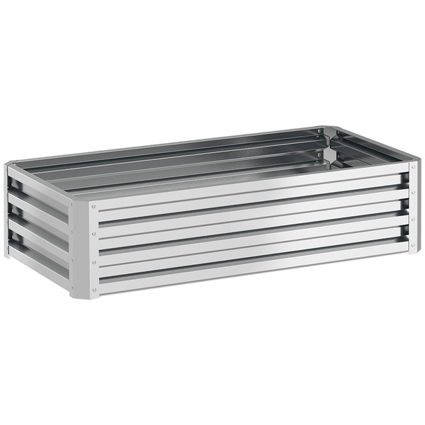 Outsunny Raised Beds for Garden, Galvanized Outdoor Planters, for Herbs and Vegetables, Use for Patio, Backyard, Balcony, Silver