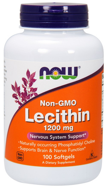 NOW Foods Lecithin 1200 mg Supports Nervous System and Brain Function 100 Softgels