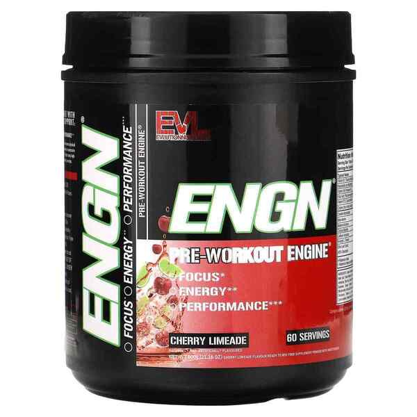 EVLution Nutrition ENGN Pre-workout for Focus Energy and Performance Cherry Limeade 600g