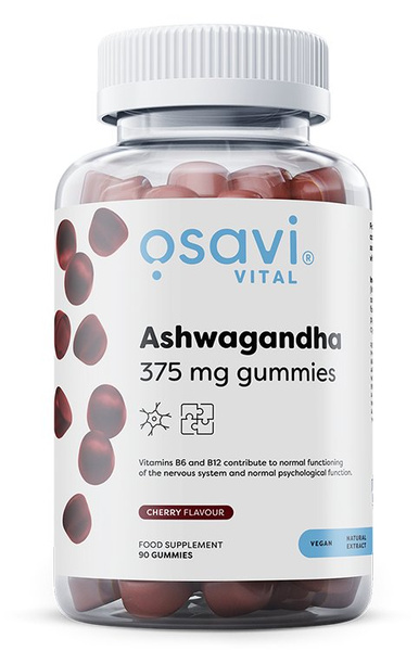 Osavi Ashwagandha 375mg Cherry Gummies for stress support 90 gummies