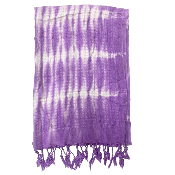 Boho Java Art Stole/Scarf - Lavender Stripes & Motiff - 62x200cm