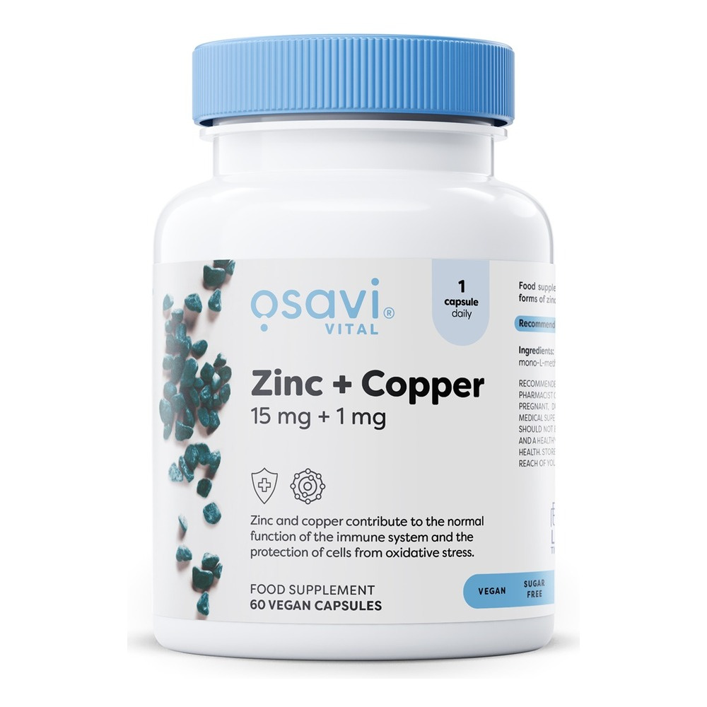 Osavi Zinc + Copper 15mg + 1mg Dietary Supplement for Immunity 60 Vegan Caps