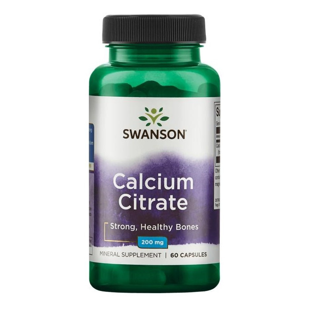Swanson Calcium Citrate 200mg for Healthy Bones and Teeth 60 Capsules