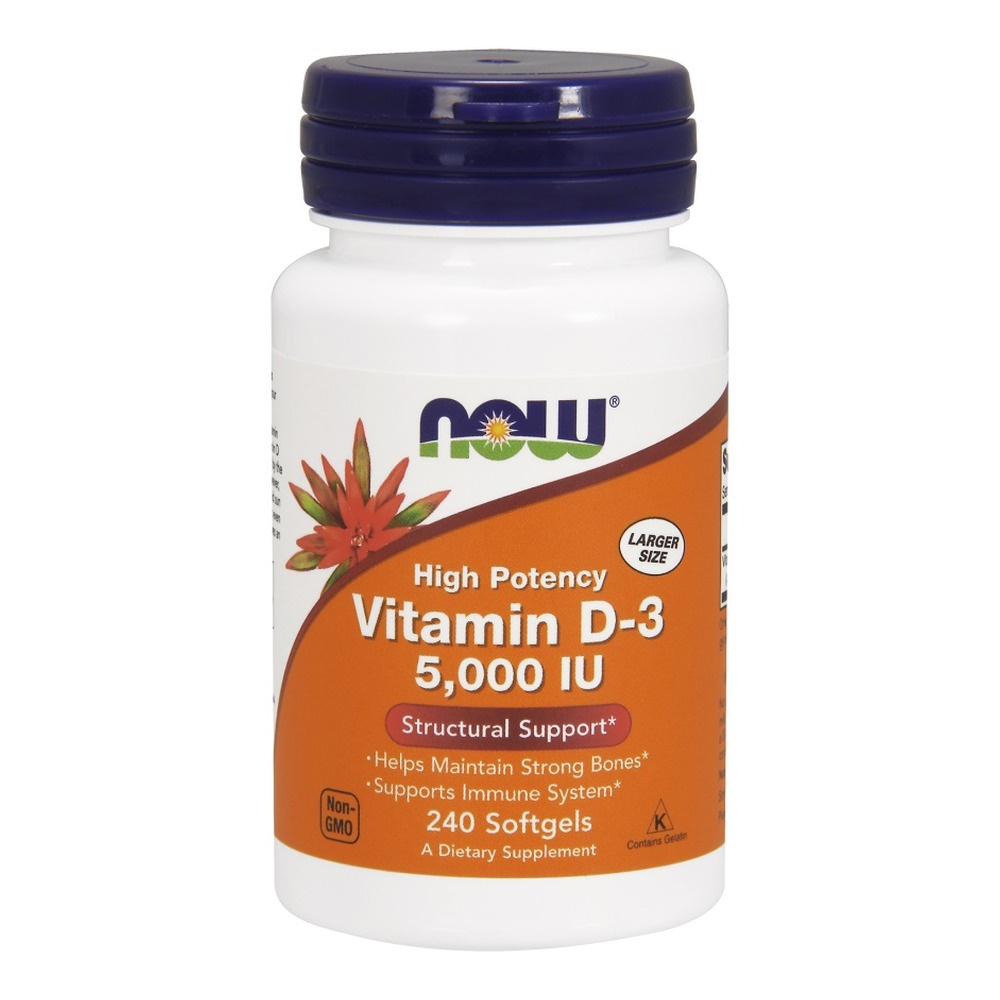 Now Foods Vitamin D-3 5000 IU 120 Supports Muscle, Immune System and Brain Function 240 Capsules