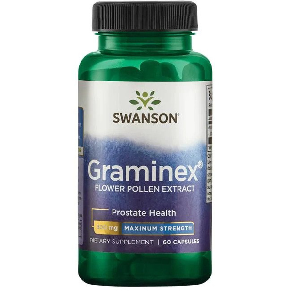 Swanson Graminex 500mg Flower Pollen for Prostate & Urinary Health 60 Capsules