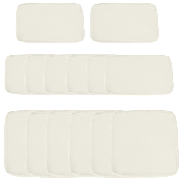 Outsunny Replacement Cushion Covers for Garden Sofa Set, Garden Rattan Sofa Cushion Polyester Cover Replacement Outdoor - No Cushion Included, Cream