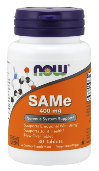 NOW Foods SAMe 400mg For Emotional Well-Being and Joint Health 30 Tablets