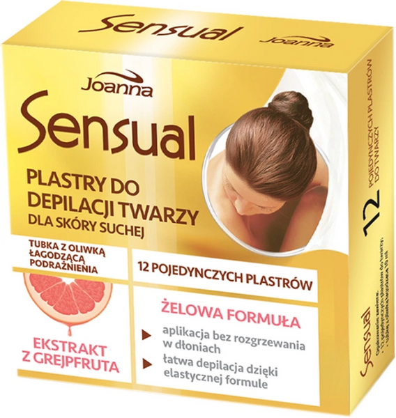 Joanna Sensual Gel Facial Hair Removal Gel Patches with Grapefruit for Dry Skin 12 Pieces