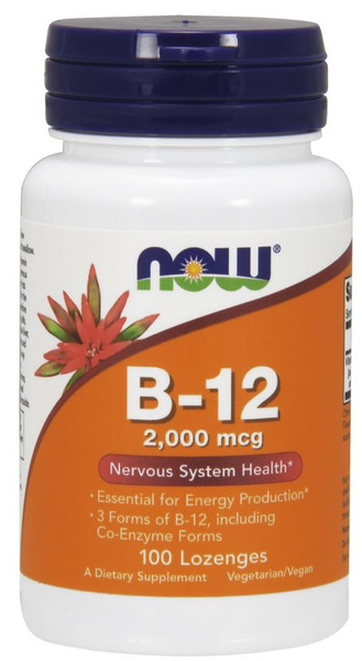Now Foods Vitamin B-12 2000mcg Supports Nervous and Immune Systems 100 Lozenges