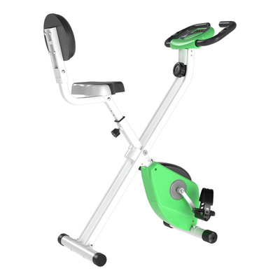 HOMCOM Folding Exercise Bike, Fitness Bicycle Indoor Trainer, Quiet 8-Level Magnetic Resistance, with LCD Monitor, Pulse Sensor and Wheels for Sport Maison and Cardio Training, Green