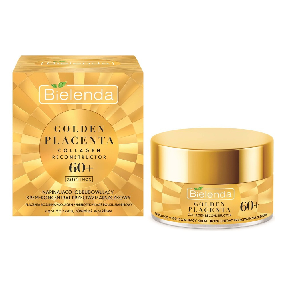 Bielenda Golden Placenta Collagen Reconstructor Rebuilding Anti-Wrinkle Cream Concentrate 60+ for Day and Night 50ml