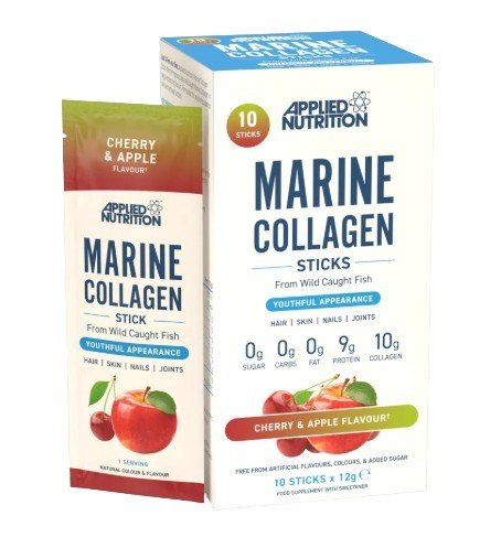 Applied Nutrition Marine Collagen Sticks Cherry and Apple For Healthy Skin and Joints 10x12g