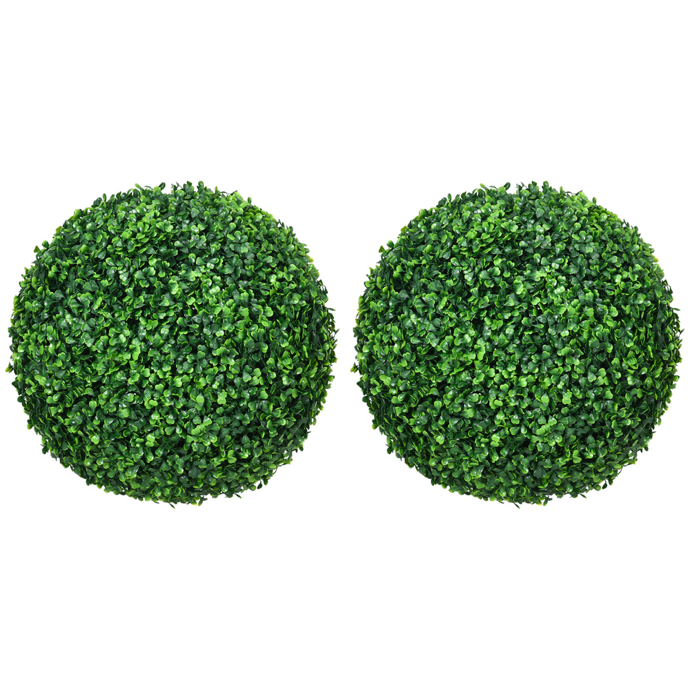 HOMCOM Set of Two Artificial Boxwood Balls Plants - Green
