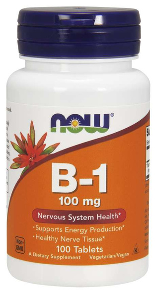 Now Foods Vitamin B-1 Thiamine 100mg Supports Nervous System & Brain Function 100 Tablets