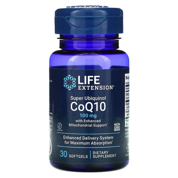 Life Extension Super Ubiquinol CoQ10 with Enhanced Mitochondrial Support 100mg For Cellular Energy and Heart Health 30 Softgels