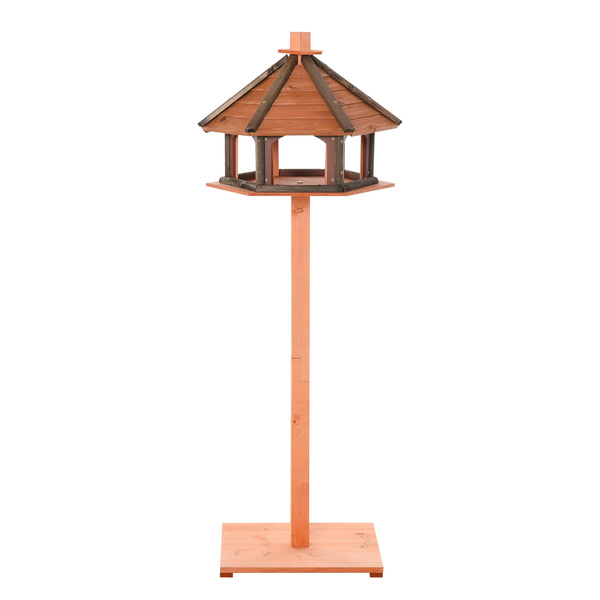 PawHut 130cm Wooden Bird Table, Feeding Station with Roof for Outdoor, Brown