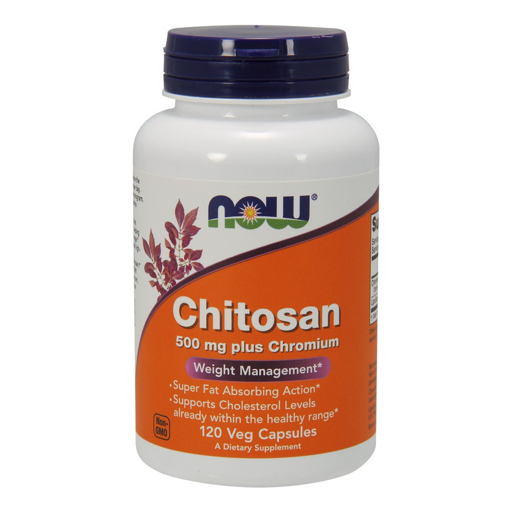 NOW Foods Chitosan 500mg Plus Chromium For Weight Management and Cholesterol Support 120 Vcaps