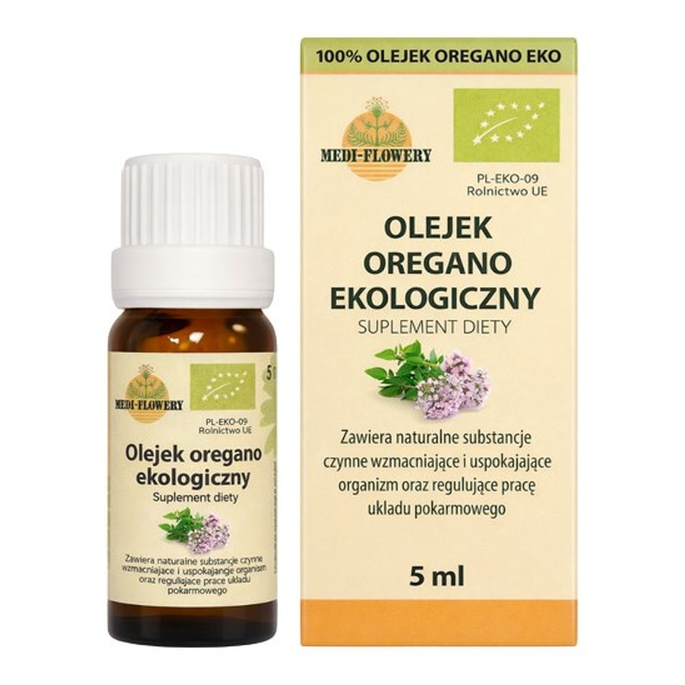 MEDI-FLOWERY 100% Organic Oregano Oil, min. 80% Carvacrol, 5ml