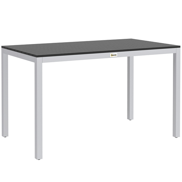 Outsunny Garden Table for 4-6, 120 x 70 cm Outdoor Dining Table with Rust-Resistant Aluminium Frame, Easy Maintenance Slatted Top, for Patio, Terrace, Balcony, Black