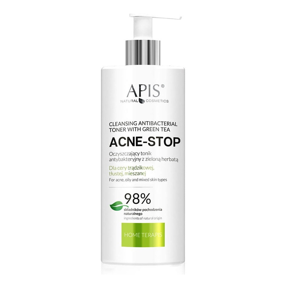 Apis Home TerApis Acne Stop Cleansing Antibacterial Tonic with Green Tea for Oily and Combination Skin 300ml