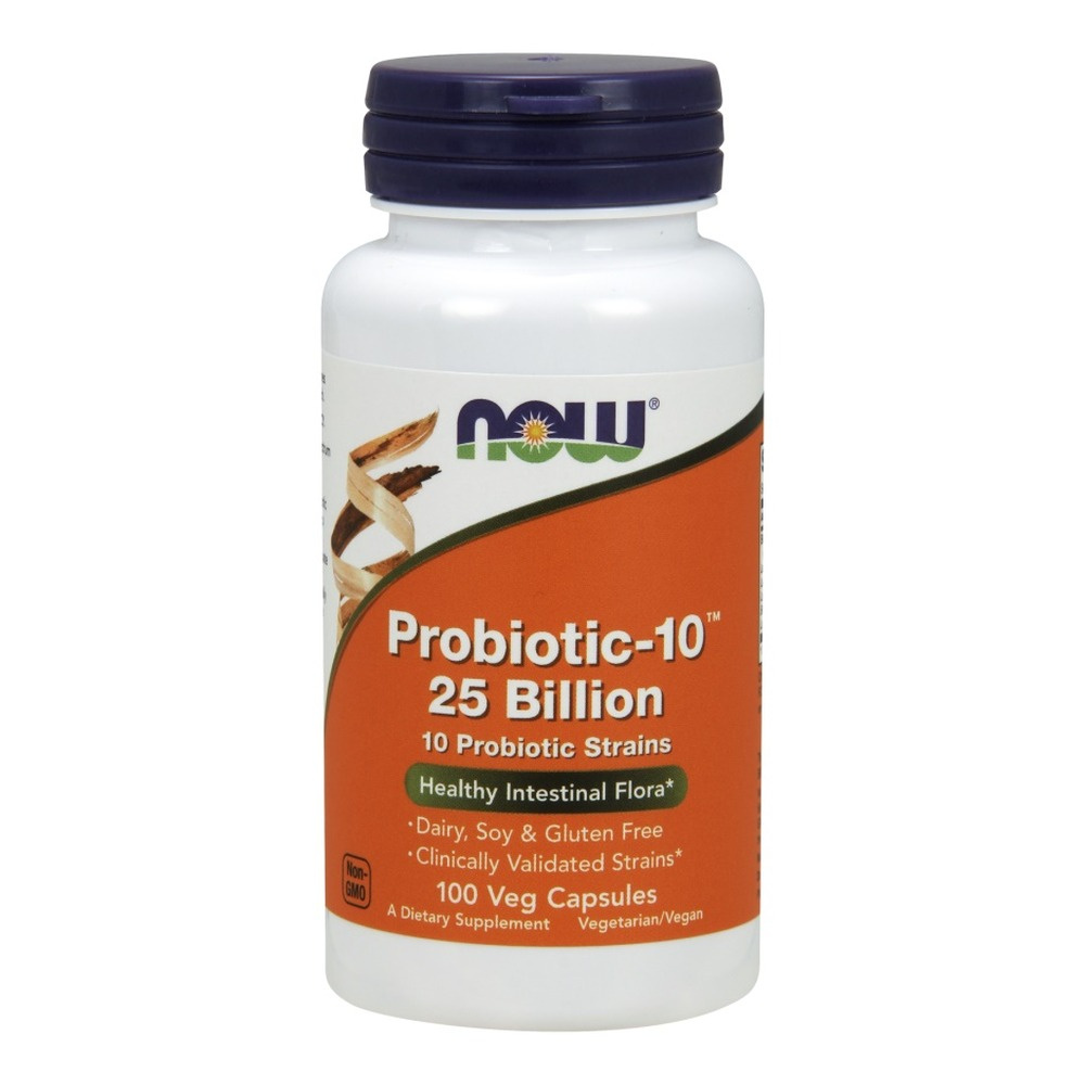 Now Foods Probiotic-10 25 Billion Probiotic Bacteria for Digestive & Immunity Support 100 Vcapsules