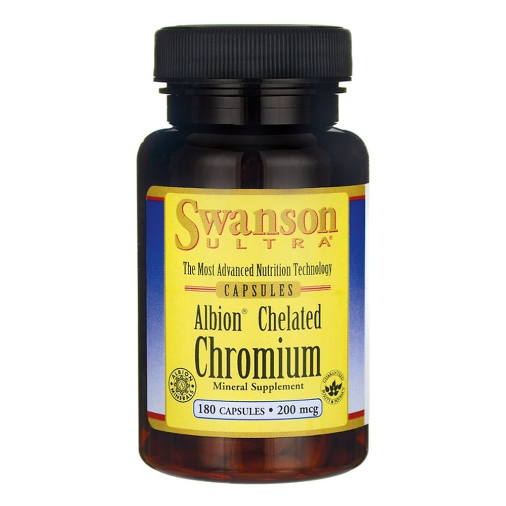 Swanson Albion Chelated Chromium 200mcg for Blood Sugar Support 180 Capsules
