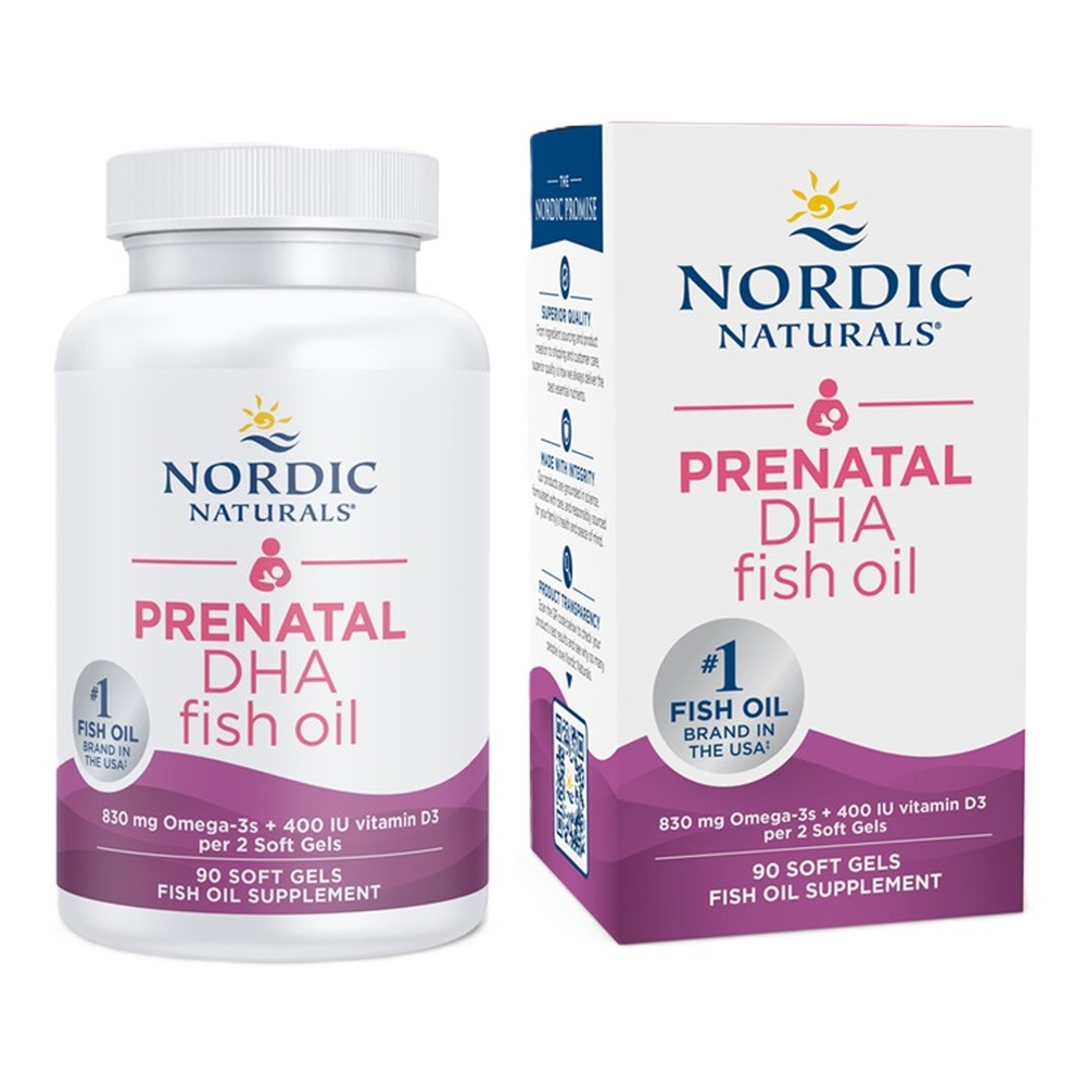 Nordic Naturals Prenatal DHA 830mg Omega-3 and 400 IU D3 For Pregnant Women 90 Softgels