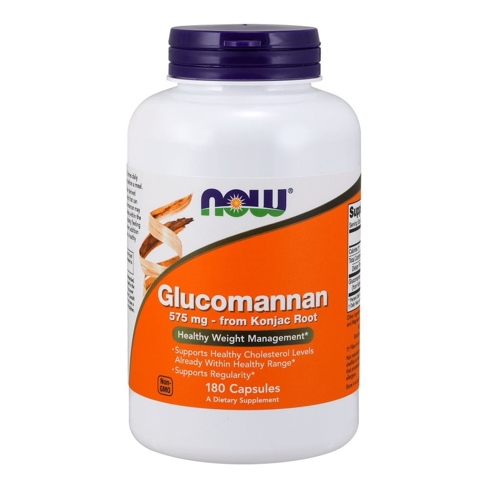 NOW Foods Glucomannan from Konjac Root 575mg for Healthy Cholesterol and Regularity 180 Capsules