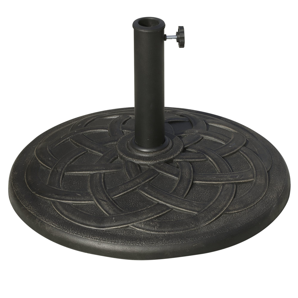 Outsunny 19KG Resin Umbrella Base Garden Parasol Base Stand Round Sun Shade Holder Suitable For Pole Between Φ38mm to Φ48mm