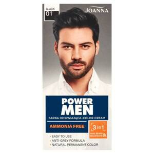 Joanna Power Men 3in1 Color Cream Hair & Beard Dye 01 Black 1 pc