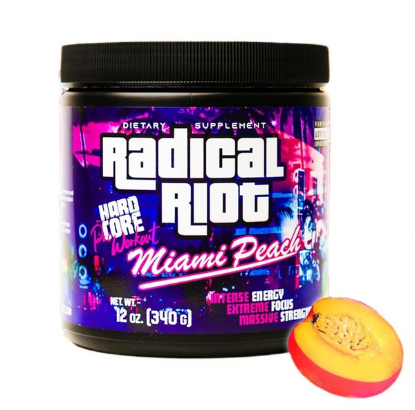 American Supps Radical Riot V3 Pre Workout For Energy and Focus Miami Peach Flavor 340g