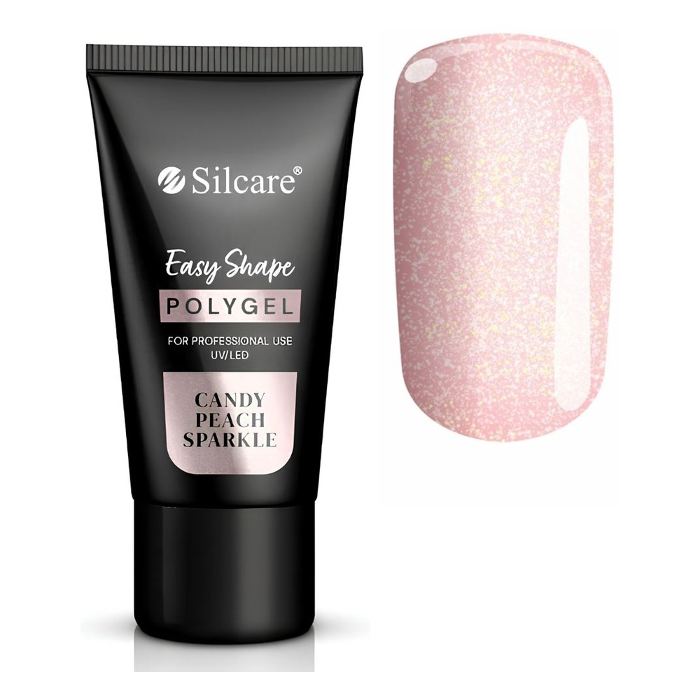 Silcare Easy Shape Polygel for Nail Extensions & Reconstruction Candy Peach Sparkle 30g