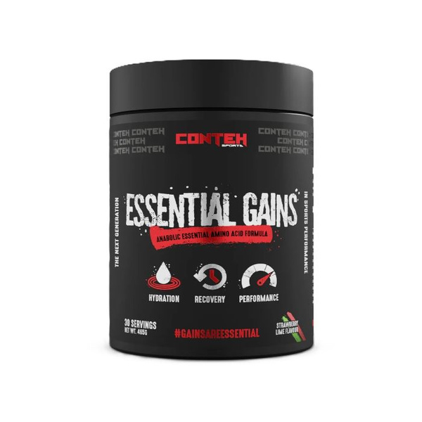 Conteh Sports Essential Gains Essential Amino Acid EAA Formula in Powder For Recovery and Hydration Strawberry Lime 465g