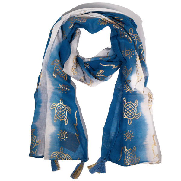 Nomad Sari Summer Turtle Print Scarf - Sea Blue (180x50cm)