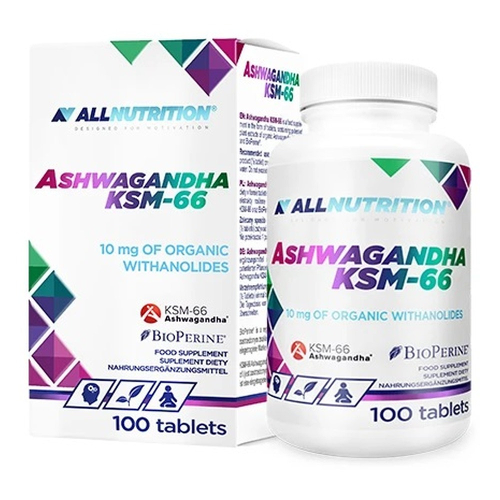 Allnutrition Ashwagandha KSM-66 Supplement for Stress and Mood Improvement 100 Tablets