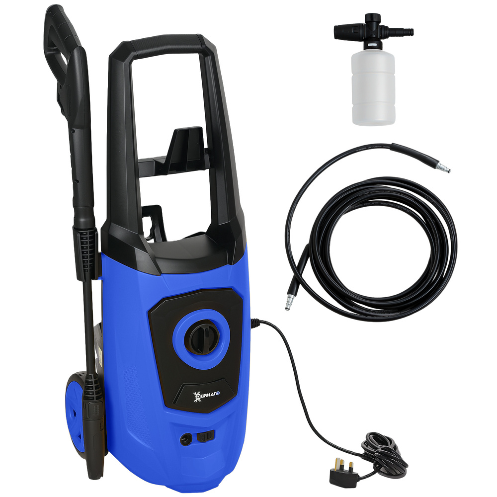 DURHAND 1800W High Pressure Washer, 150 Bar Pressure, 510 L/h Flow, High-Performance Portable Power Jet Wash Cleaner Blue
