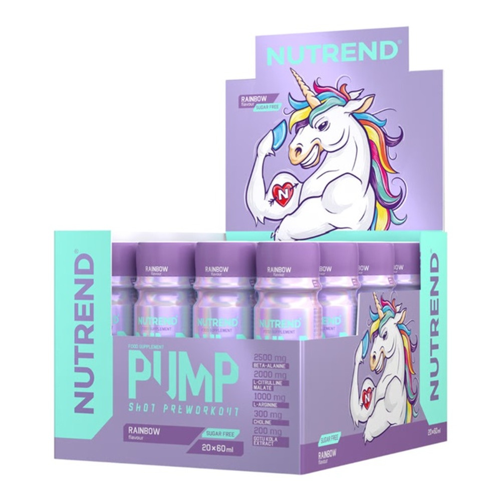 Nutrend Pump Pre-Workout Shot Rainbow Pre-Workout in Shots For Muscle Pump and Focus 20 x 60 ml
