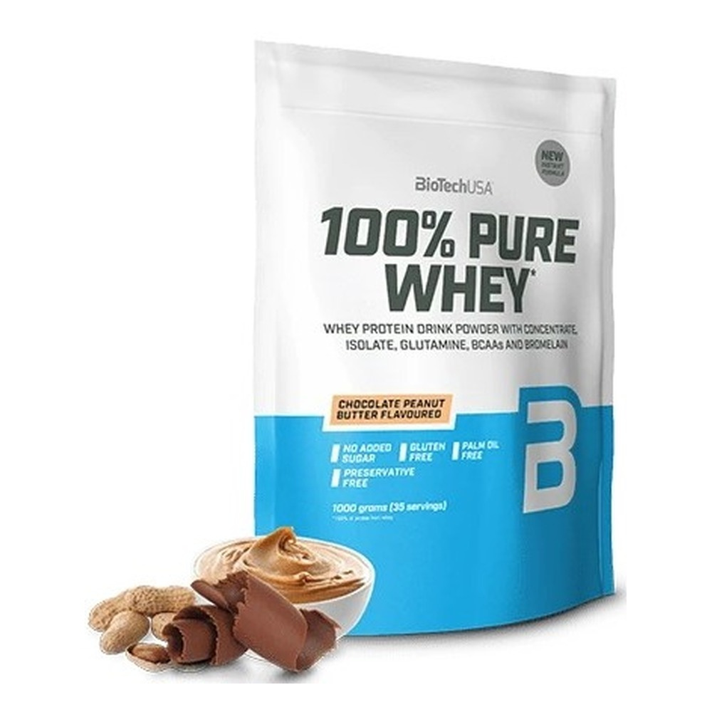 BioTechUSA 100% Pure Whey Protein Powder Chocolate Peanut Butter For Muscle Support 1000g