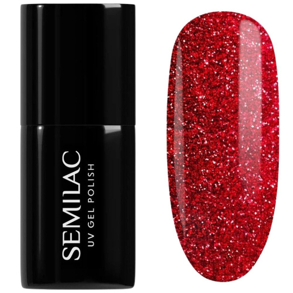 Semilac UV/LED Carnival Soak-Off Hybrid Gel Nail Polish - 318 Burgundy Red Glitter 7ml