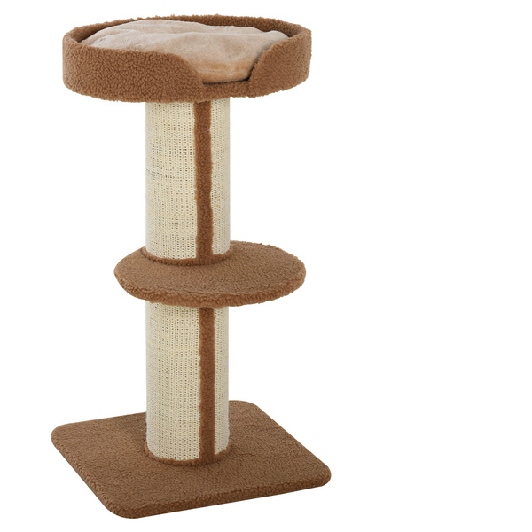 PawHut 91cm Cat Tree, Cat Tower with Scratching Post, Bed, Perch, Removable Cushion for Indoor Kittens, Brown