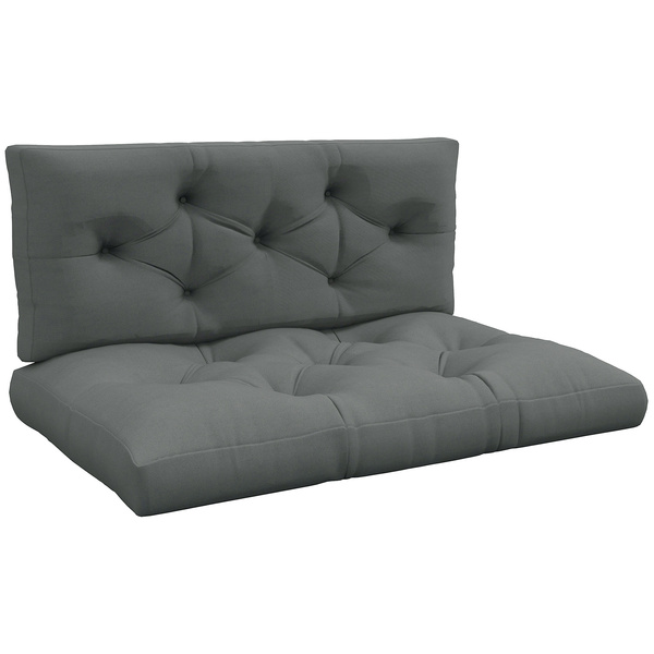 Outsunny Seat and Back Padded Pallet Cushion Set - Light Grey