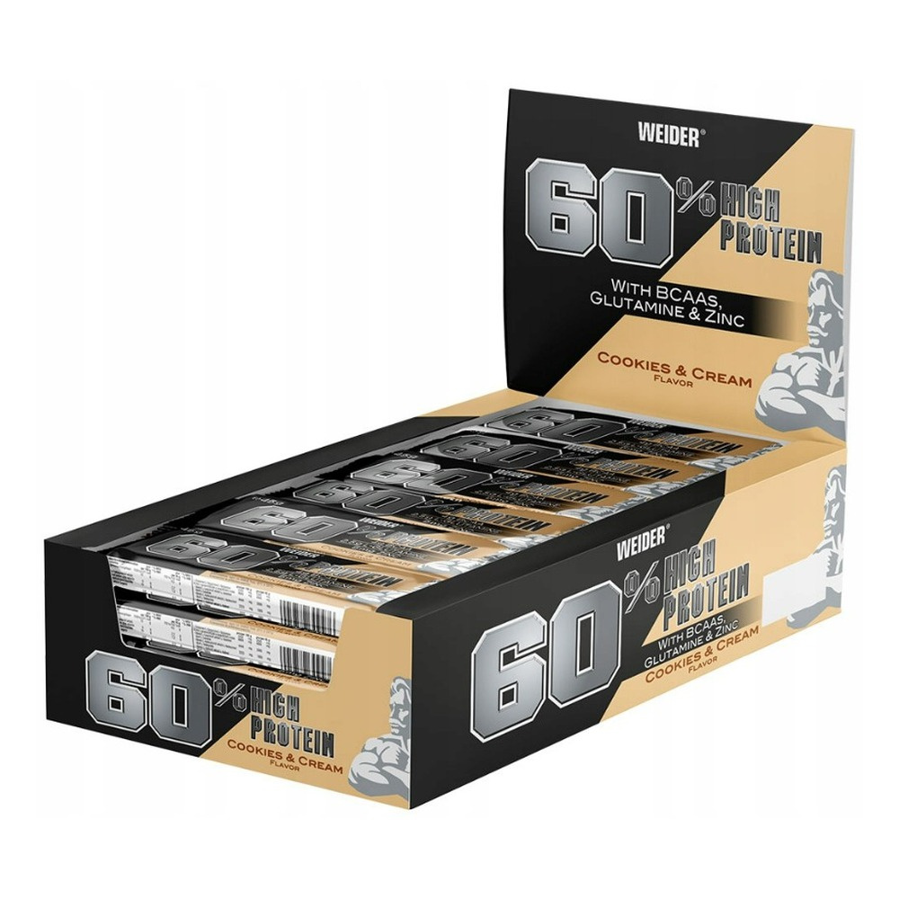 Weider 60% Protein Bar, Cookies & Cream - 24 x 45g