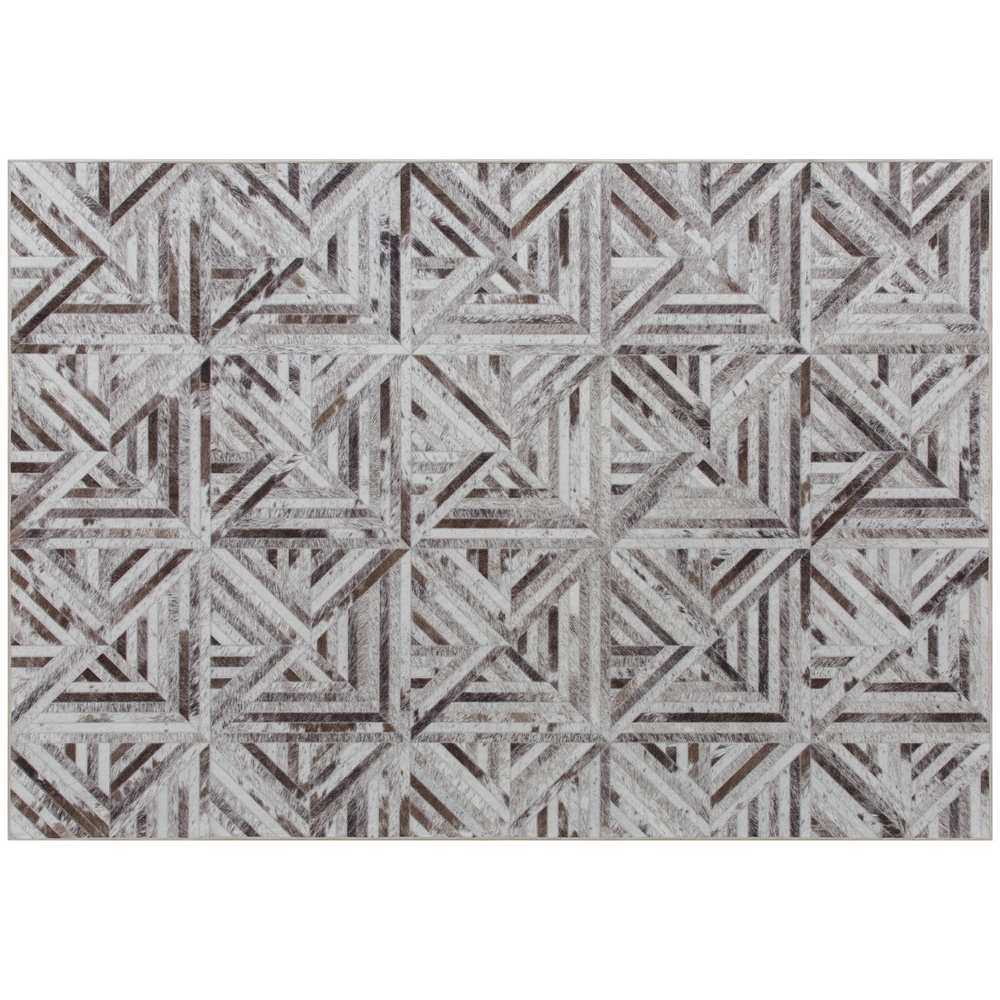HOMCOM Modern Area Rug, Triangle Pattern Non-Slip Washable Rug, Chenille Floor Carpet for Living Room, Bedroom, Dining Room, Home Office, 290 x 200 cm, Brown