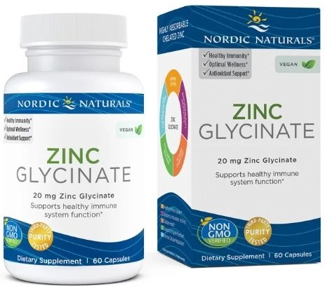 Nordic Naturals Zinc Glycinate 20mg For Immune Support and Antioxidant Activity 60 Capsules
