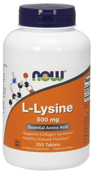 NOW Foods L-Lysine 1000 mg Double Strength Immunity and Skin Health Supplement 250 Tablets
