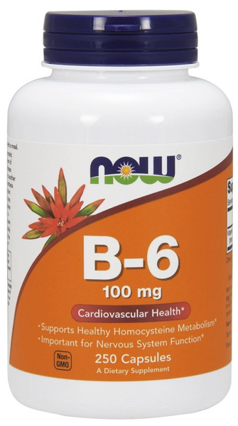 Now Foods Vitamin B-6 100mg Supports Nervous System 250 Capsules