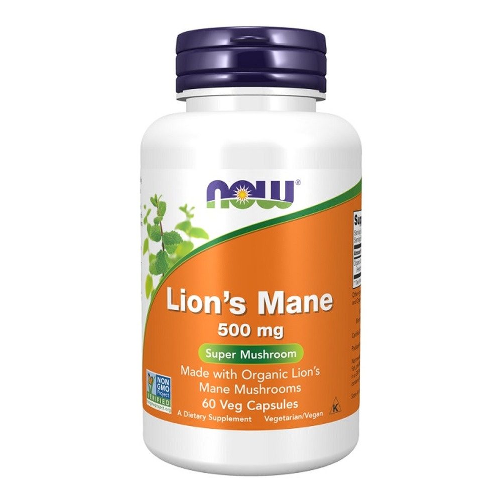 NOW Foods Lion's Mane 500mg For Neuronal Health Support 60 Vcaps
