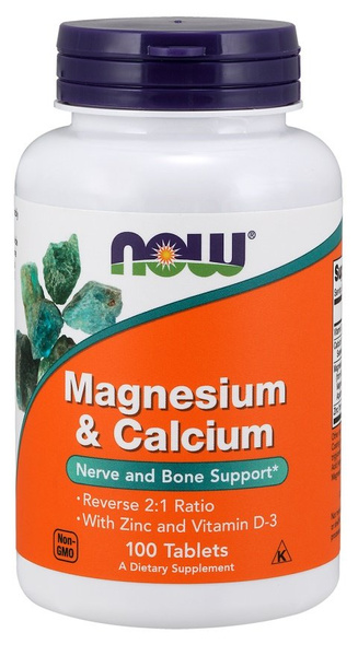 NOW Foods Magnesium and Calcium with Zinc and Vitamin D3 For Bone and Muscle Support 100 Tablets