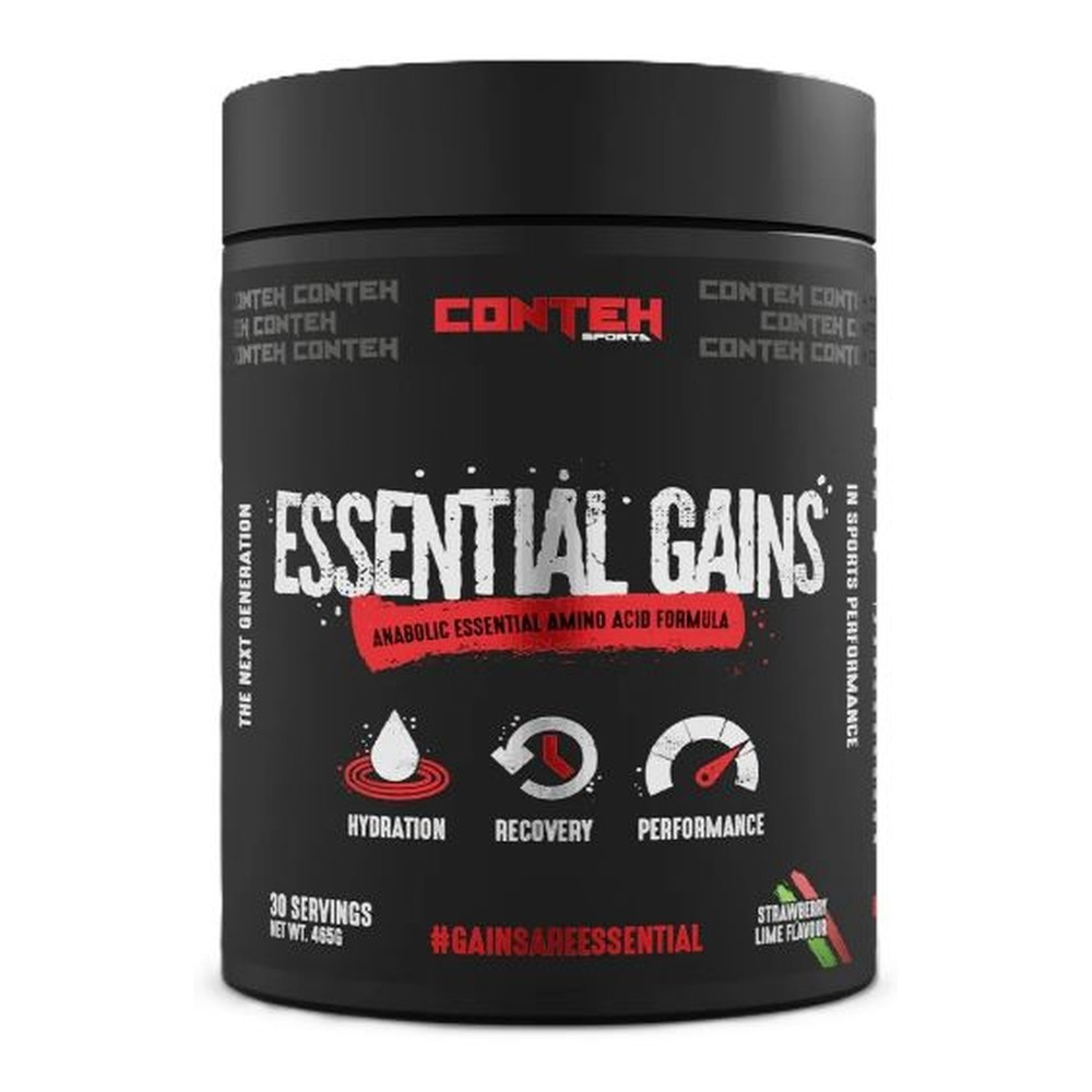 Conteh Sports Essential Gains Essential Amino Acid EAA Formula in Powder For Recovery and Hydration Strawberry Lime 465g